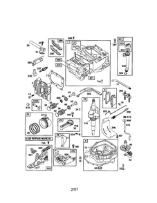 Cylinder/Crankshaft/Crankcase Diagram and Parts List for 122T02-0845-EA  Briggs and Stratton Engine